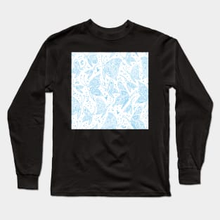 Paisley butterflies white-blue Long Sleeve T-Shirt